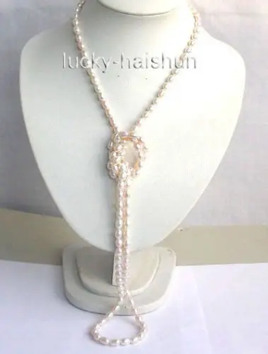 

Hot sale new Style >>>> 50" natural rice white FW pearls necklace