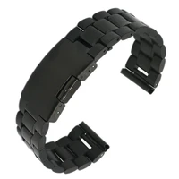 18 20 22 24mm black half polish brushed 5 rows solid stainless steel bracelet watch band strap belt single push clasp