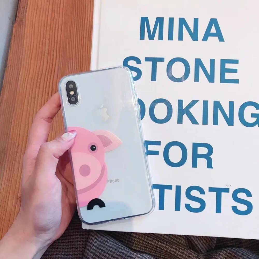 Туманно красоты для iphone X XS XR Max случае милый мультфильм свинья шаблон Силиконовые