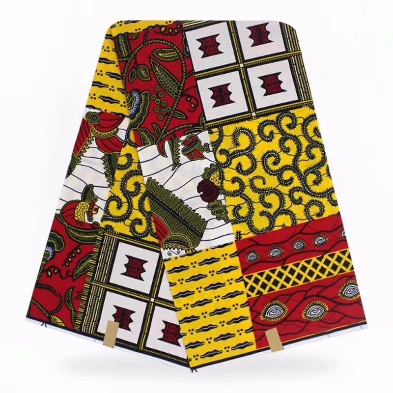 High Quality Cotton Fabric African Ankara Veritable Wax Cloth Veritable Wax African Real Dutch Wax 6yards/piece For Wedding - Цвет: as picture