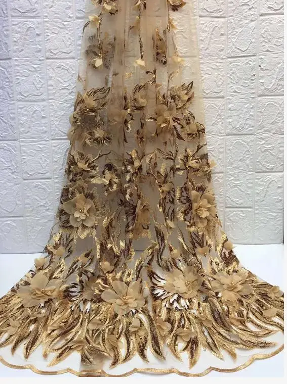 Embossed Beaded French Lace Fabric Quality Nigerian Tulle 3031-2 African Wedding Dress | Дом и сад