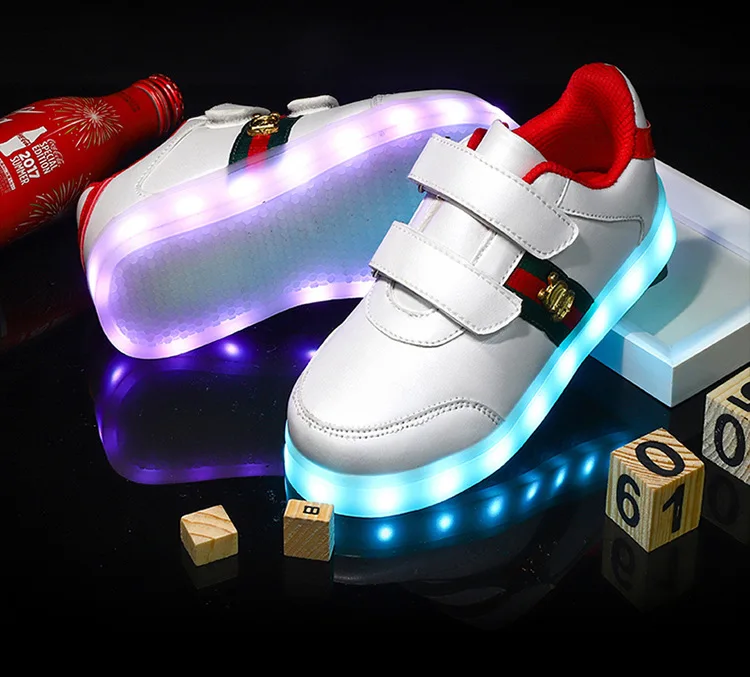 25-37 размер/USB светящиеся кроссовки корзина Led детская обувь с подсветкой Детская