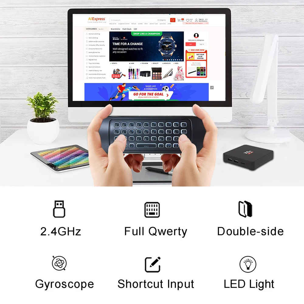 Интеллектуальная беспроводная клавиатура с английской раскладкой MX3 Pro 2 4 ГГц