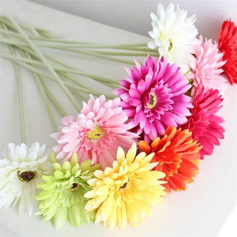 

One Branch Artificial Gerbera Daisy Faux Silk Flower Wedding Garden Decoration