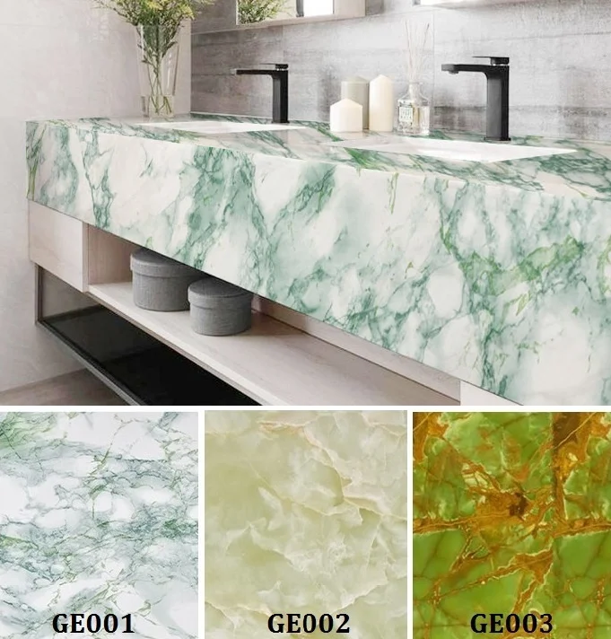 Зеленые мраморные самоклеющиеся обои мебель плитка для кухни виниловый декор
