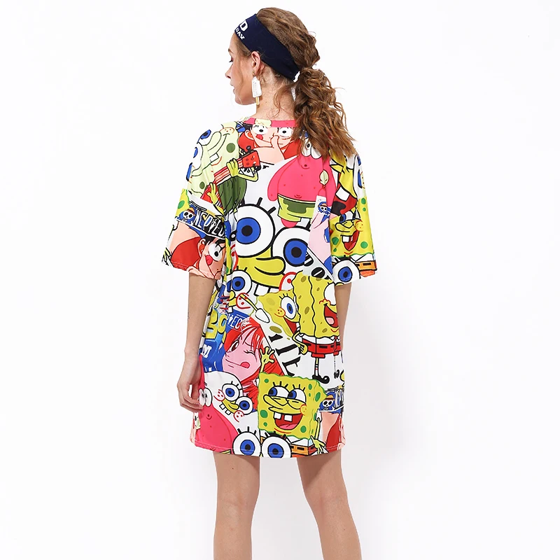 Женская уличная футболка с принтом 7 Mang длинная свободная коротким рукавом и в