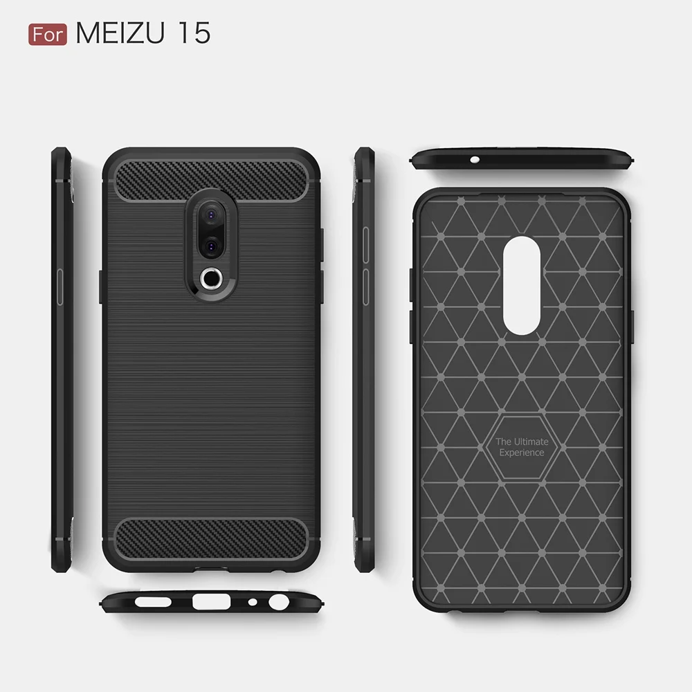 Для MEIZU 15 случай Роскошные углеродного волокна Мягкий силиконовый телефон чехол