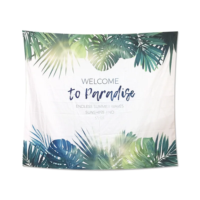 

Декоративный настенный гобелен в скандинавском стиле, одеяло из полиэстера с рисунком зеленых растений для пикника, пляжное полотенце, под...