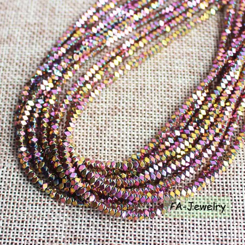 Purple Yellow Натуральный гематитовый цвет 2x3 мм граненые прямоугольные бусины 15 дюймов/180 шт на прядь - Цвет: Purple Yellow