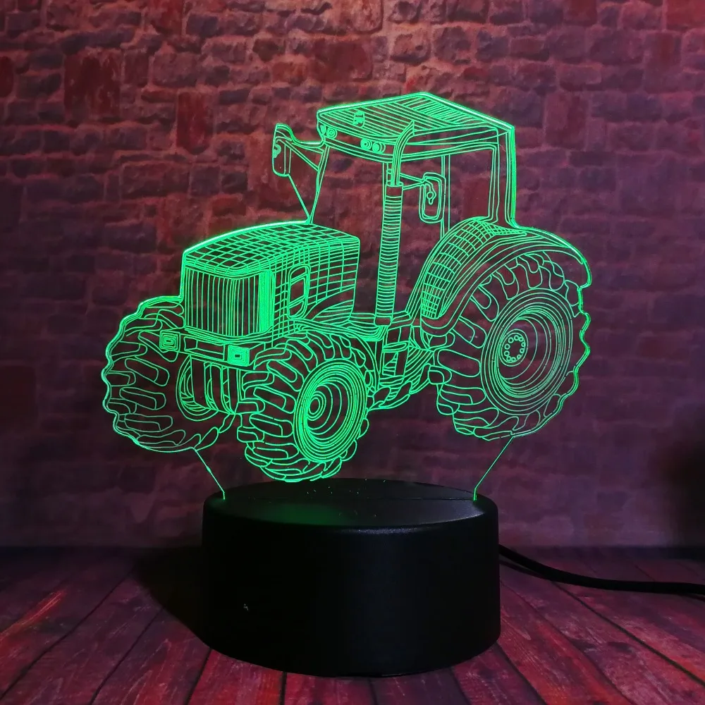 Креативный 3D динамический трактор автомобиль 7 цветов изменение цвета USB