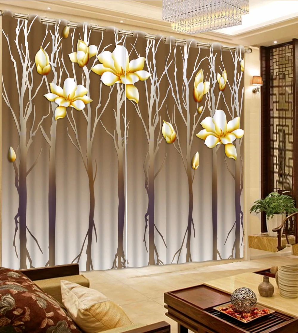 3D Cortinas European Metal tree branches flowers Curtains For Living room Bedroom Window | Дом и сад
