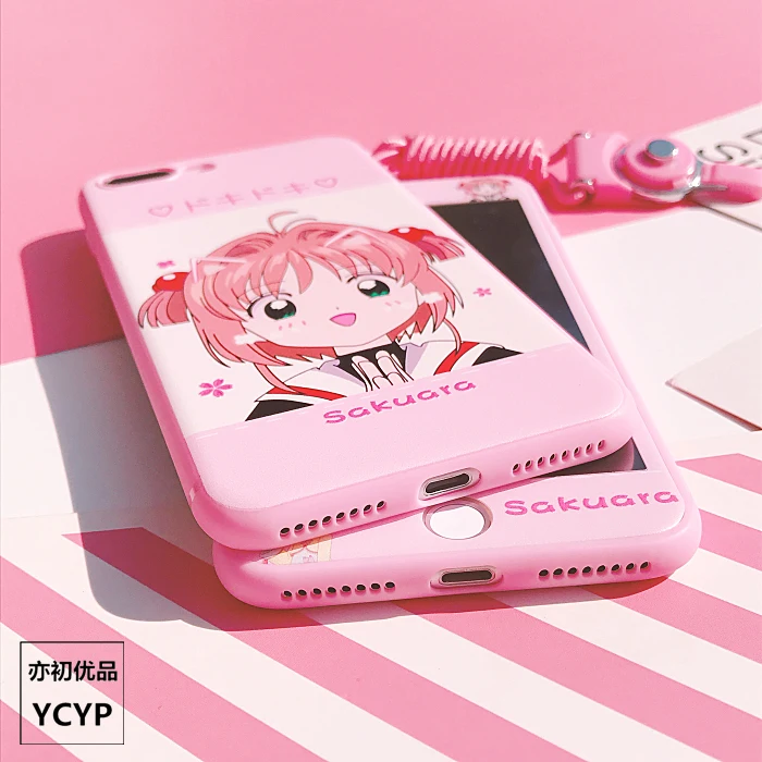 Для iphone XS Max милый Cardcaptor Sakura задний Чехол+ пленка для экрана из закаленного стекла, Девушка Мягкий чехол для iphone X XR 6 7 8plus