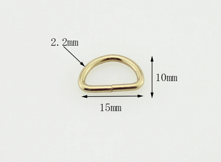 15mm golden 10 шт. D кольцо металлическая пряжка лямки Рюкзак Сумка Запчасти кожевенное ремесло ремень ошейник ручной работы полукруг Кнопка DIY Аксессуары - Цвет: 15mm golden