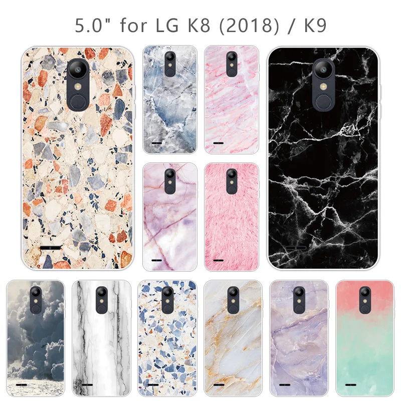 5.0&quot Soft TPU for Fundas LG K8 (2018) / K9 Carcasas Luxury Clear Silicone Mobile Phone Stone Cover K 8 Back Shell |