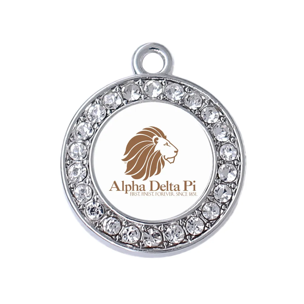 Double Nose Metal Inlaid Poster Alpha Delta Pi Lion Charm Pendant First Finest Forever Since 1851 Greek Sorority Jewelry For DIY | Украшения