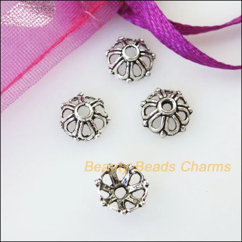 New 180Pcs Tibetan Silver Color Tiny Flower End Bead Caps Connectors 7.5mm | Украшения и аксессуары