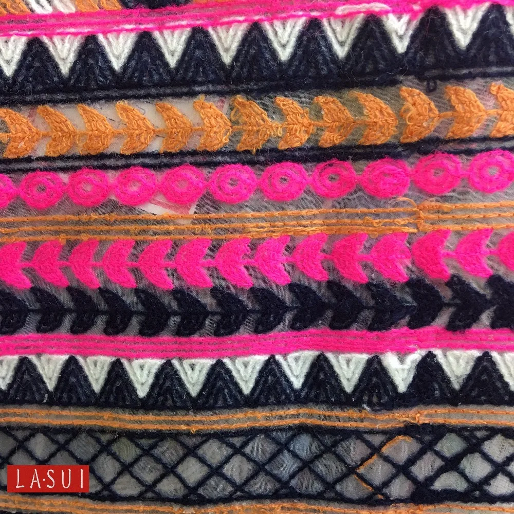 

LASUI New product folk-custom 1.50M MulticolorCotton thread embroidery Color Wool lace Beautiful colors Clothes, skirts, dresses