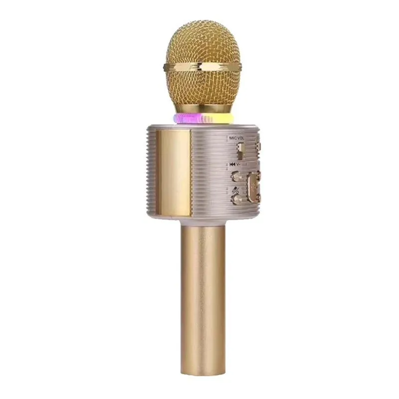 Gold V6 беспроводной караоке Bluetooth KTV HIFI динамик эхо-смеситель конденсаторный микрофон пение встречи микрофон динамик PK WS-858 - Цвет: Gold