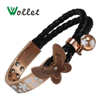 wollet jewelry 99 999 germanium stainless steel magnetic bracelet for women rose gold butterfly health healing energy
