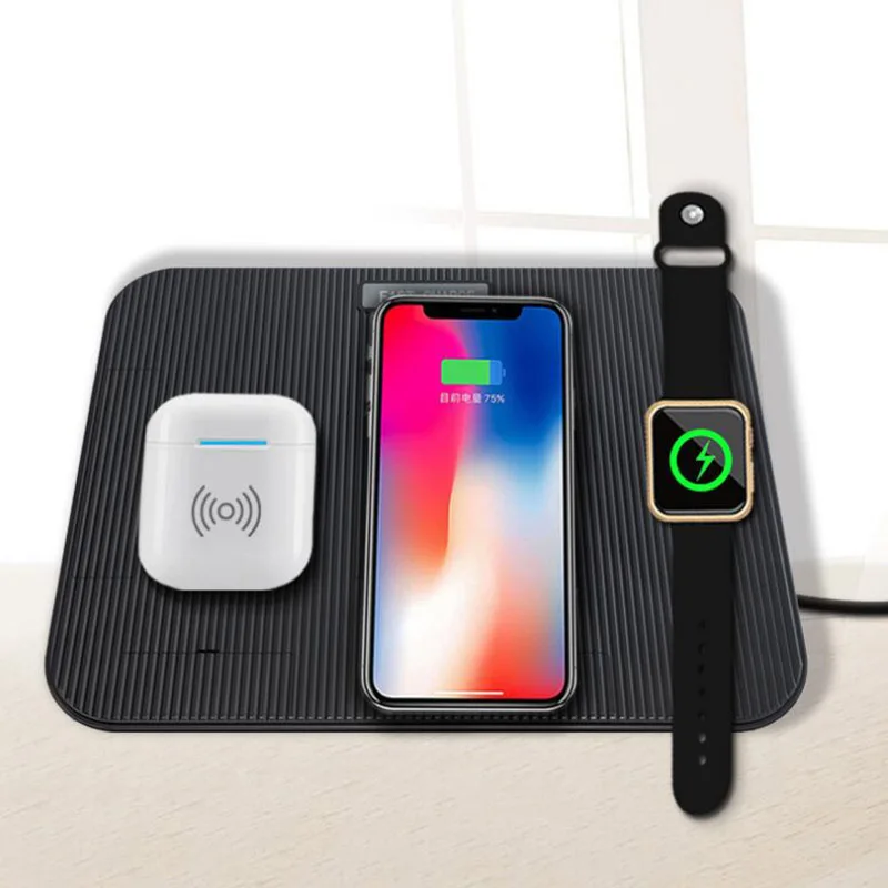 4 в 1 QI Быстрое беспроводное зарядное устройство для iPhone 8 XR XS MAX Беспроводное зарядное устройство для Apple Watch iWatch 1 2 3 4 Airpods зарядное устройство