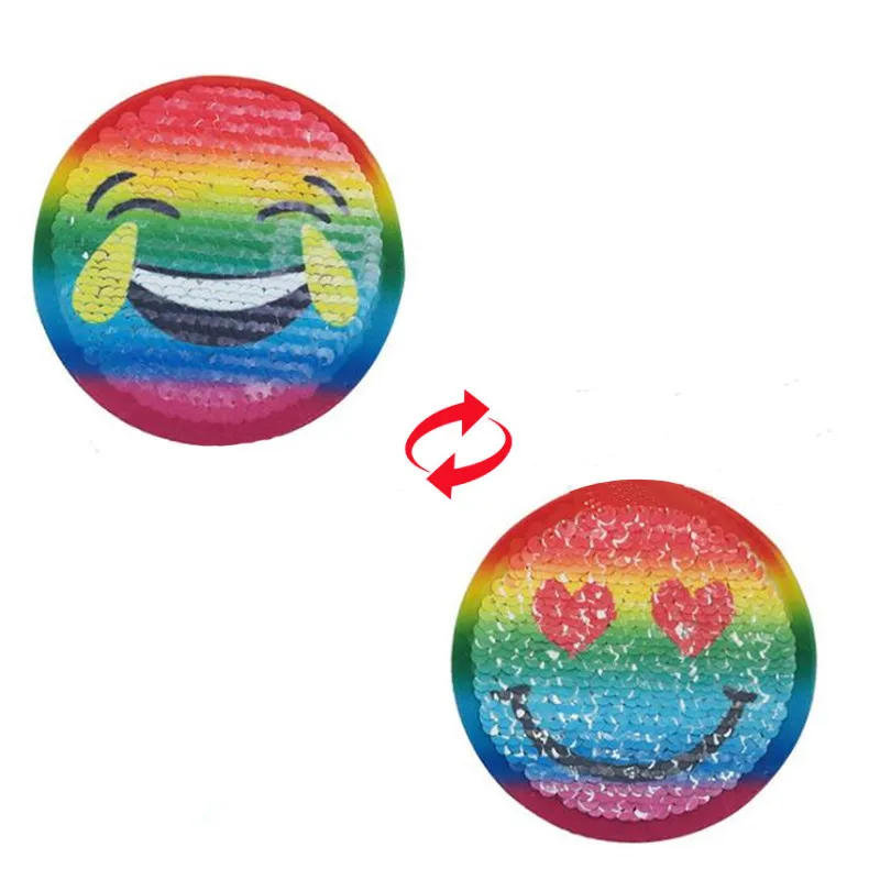 ChicLady Hipster женская одежда Diy крик улыбка Face Reversible блесток патч Супер изменить цвет