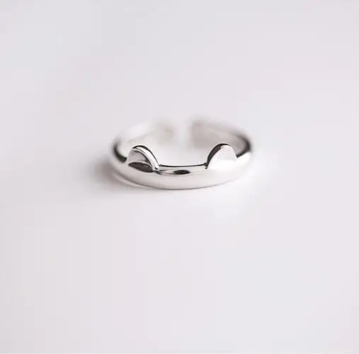 Кольцо с кошачьими ушками серебряного цвета регулируемое|jewelry overstock|jewelry charmjewelry diy