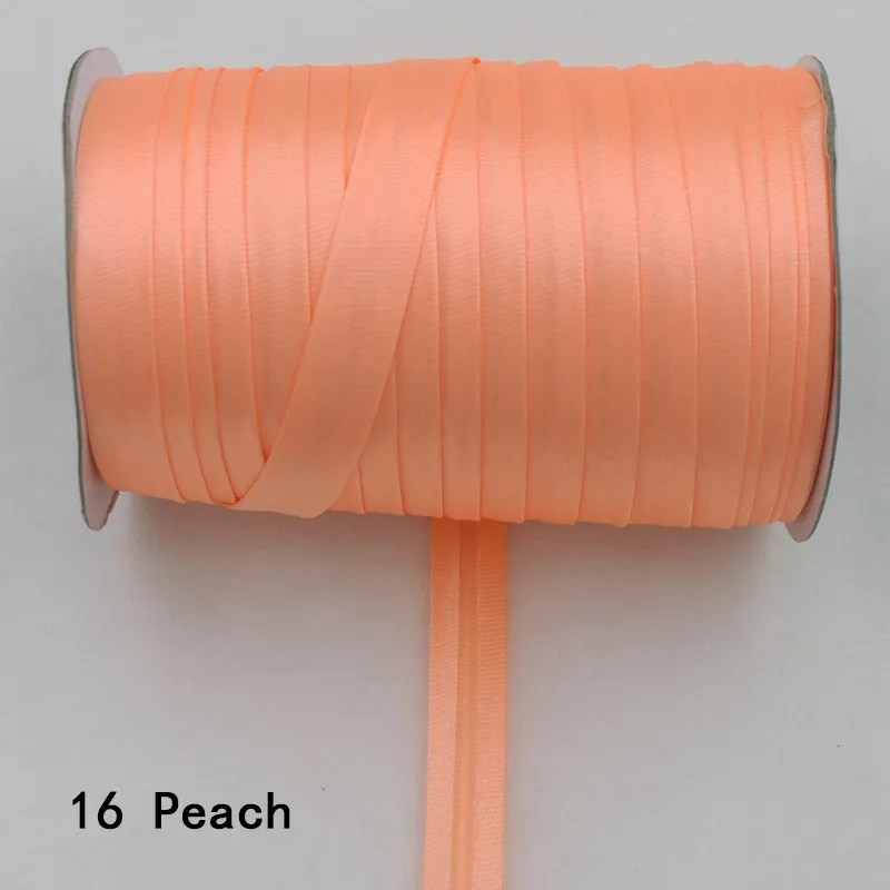 16 peach 100 ярд полиэстер 5/"(15 мм) атласная косая лента косая Привязка сплошной цвет для пошив одежды «сделай сам» и обрезки - Цвет: 16 peach