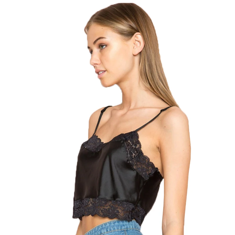 Сексуальный Кружевной укороченный топ на бретельках женский жилет без косточек