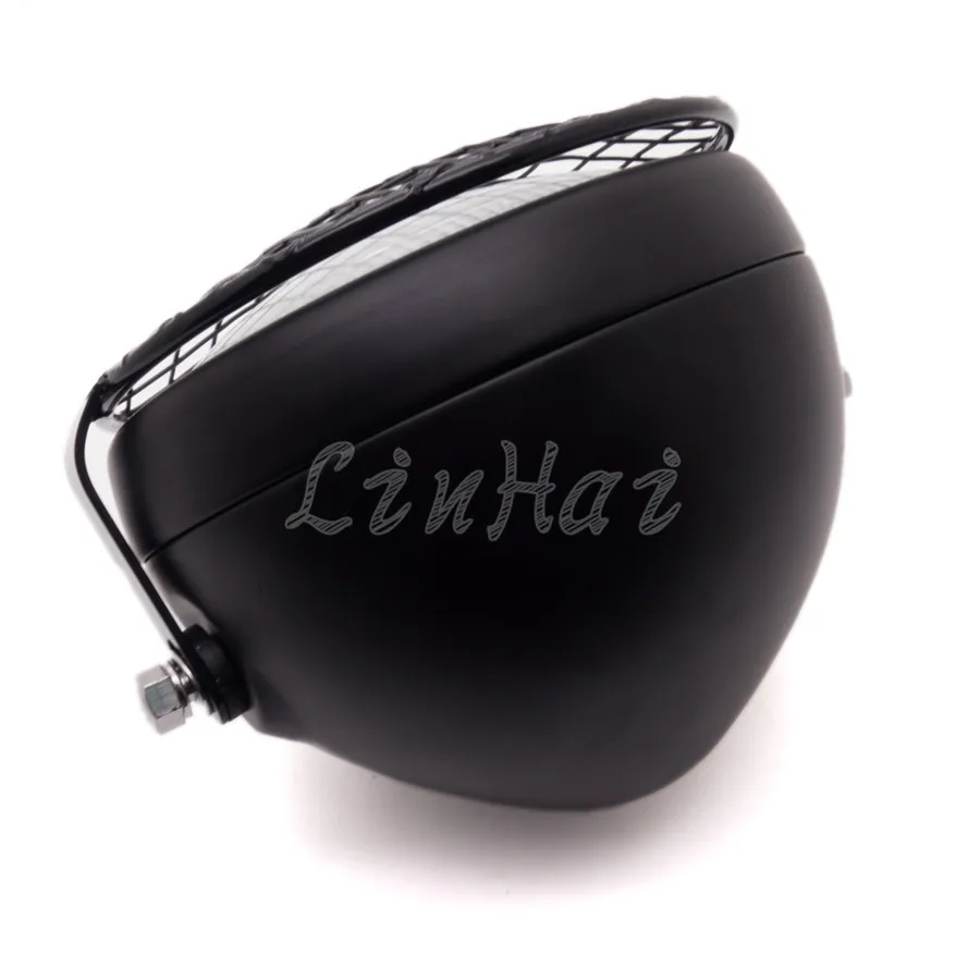 Мотоциклетная черная металлическая Ретро фара с грилем боковым креплением маска