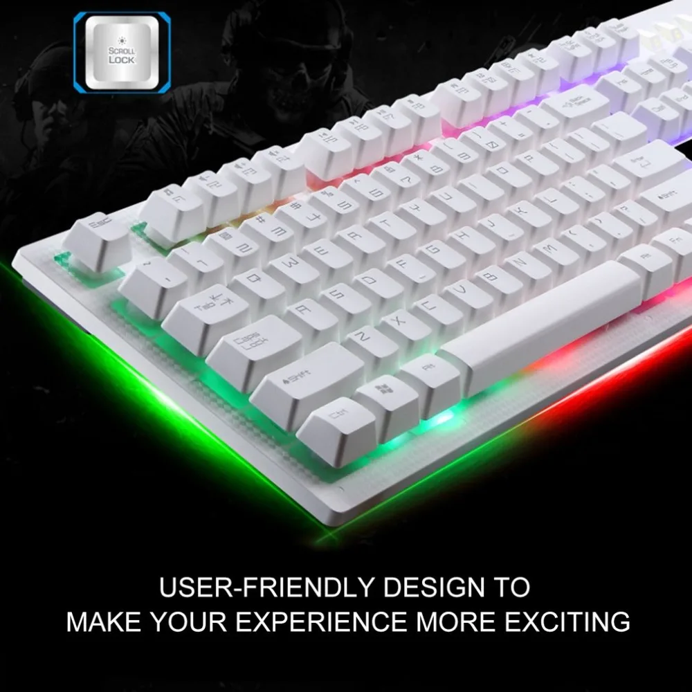 Проводная игровая клавиатура USB подсветка эргономичная игровая клавиатура Удобная 114 ключей клавиатура для ПК ноутбука для Pro Gamer