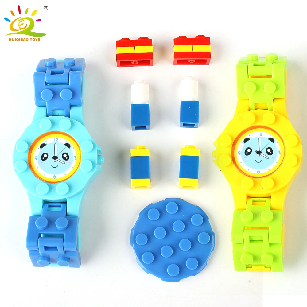 HUIQIBAO игрушки 2 цвета DIY часы строительные блоки опорная плита совместимые