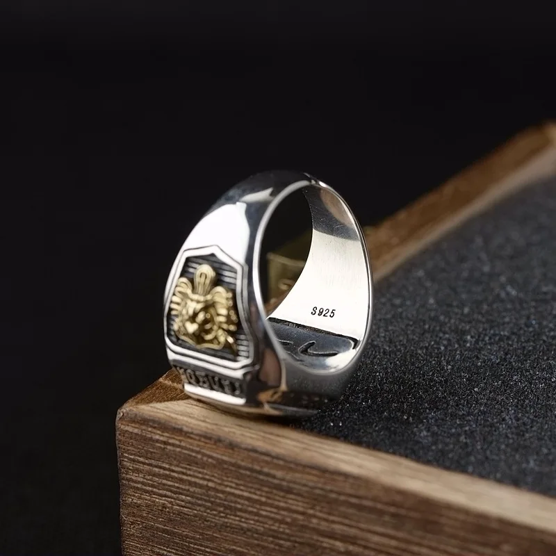 S925 Серебряное старинное кольцо для мужчин, тайское серебряное ремесло, мужское кольцо с живой инкрустацией, циркониевое кольцо, открывающийся круг