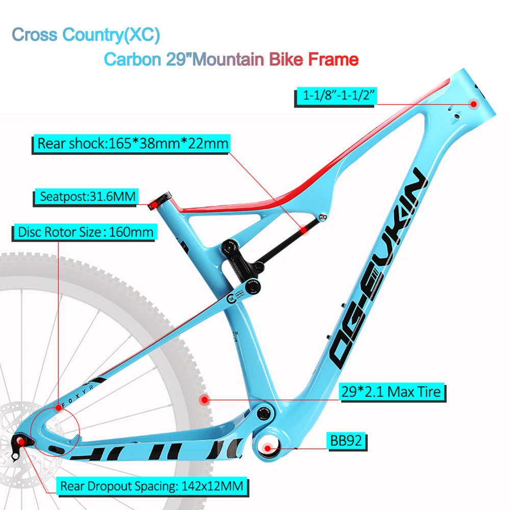 Карбоновая рама для велосипеда CF049 карбоновая оправа Mtb 29er UD глянцевая BB92