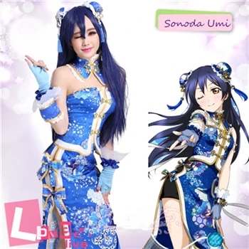 Love Live Cheongsam Пробуждение всех членов Nozomi Eli Nico Kotori Umi Honoka Maki Косплей Костюм китайское платье женские костюмы с юбкой - Цвет: Sonoda Umi
