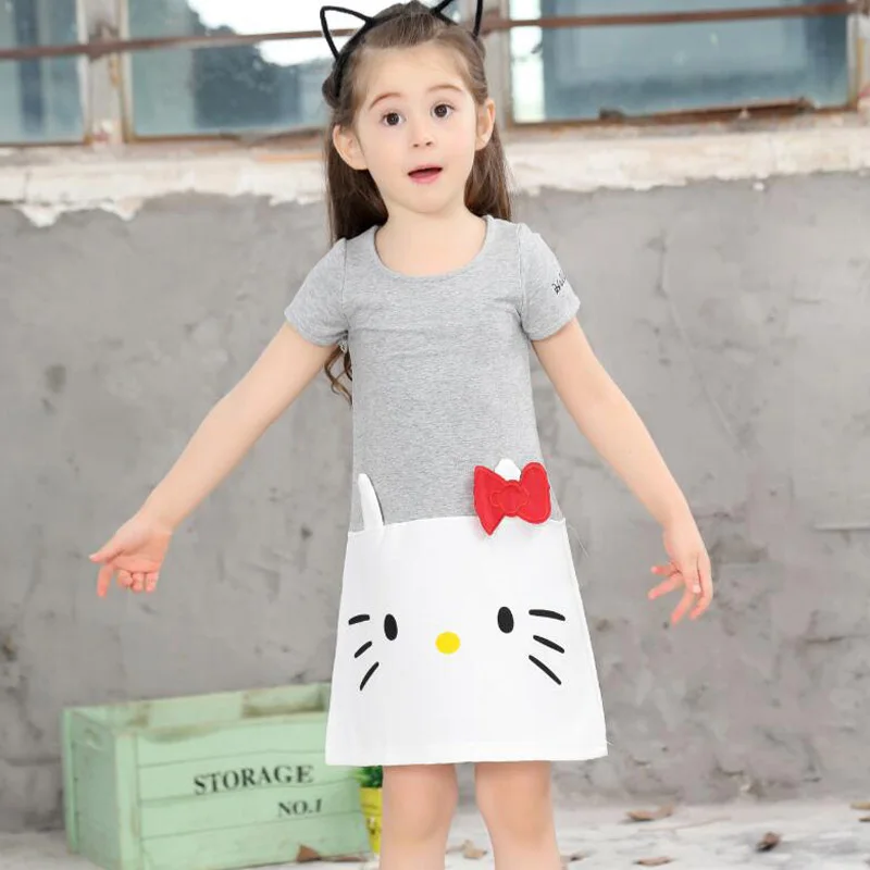 New Children Girl Cotton Clothing Cartoon Rabbit Cat Christmas Short Sleeve Dress Up Long Tees For 2-9 Year Kid Baby J553 J568 | Детская