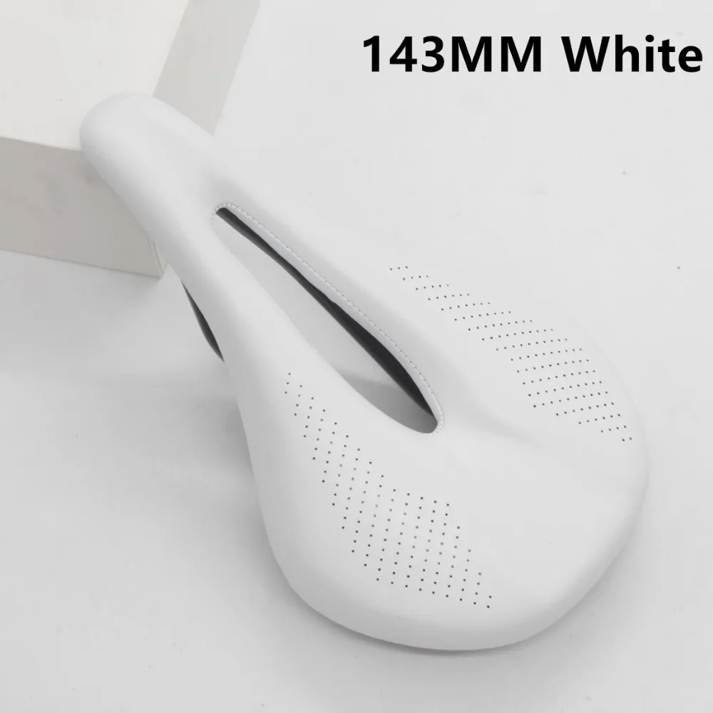 White 143mm 143/155 мм углеродного волокна седло, шоссейный, горный велосипед седло велосипеда для человек Велосипеды седло след комф красного и белого цвета - Цвет: White 143mm
