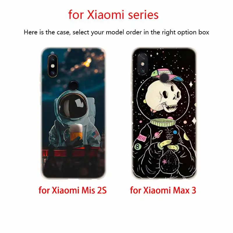 Мягкий силиконовый чехол из ТПУ для Xiaomi Mi 10 8 9 CC9 A1 A2 A3 Lite SE MAX 3 mix 2s 5X 6X Кот астронавт