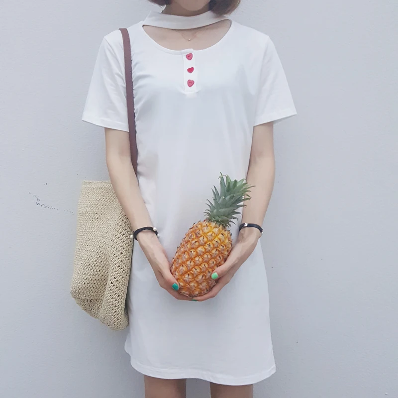 Новые 2017 летнее женское платье хлопковые платья в форме сердца декоративные