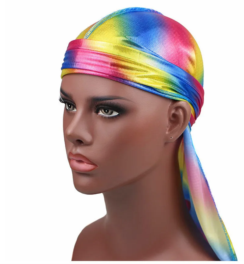 Бандана из полиэстера для мужчин и женщин шелковая шляпа Durag do doo Rag Tail головной