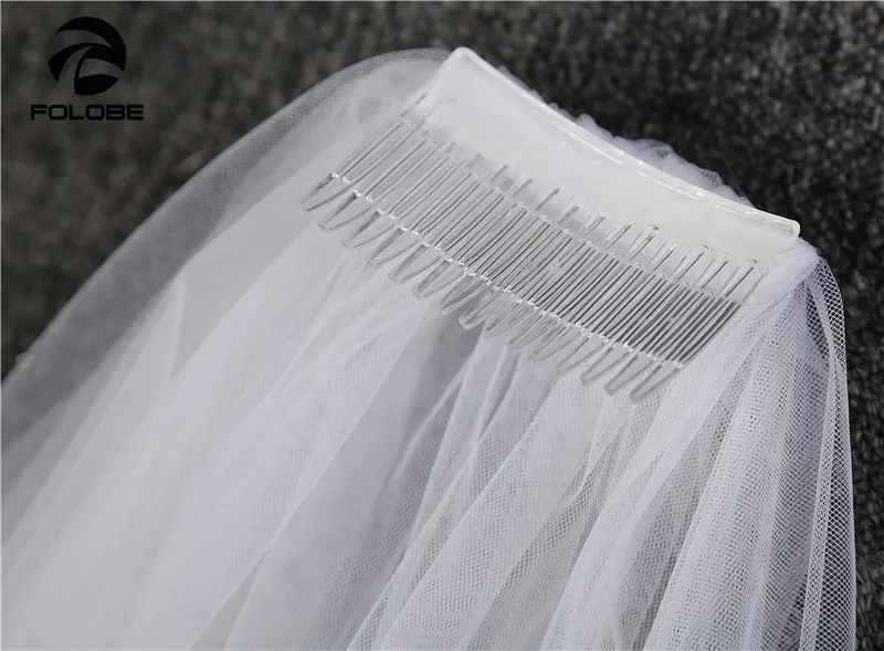 Casamento Stock белая/слоновая кость Аппликации Кружевной Край двухслойная Фата