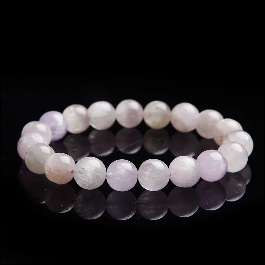 11mm Natural Genuine Kunzite Gemstone Crystal Clear Round Bead Stetch Bracelet Women Lady | Bracelets