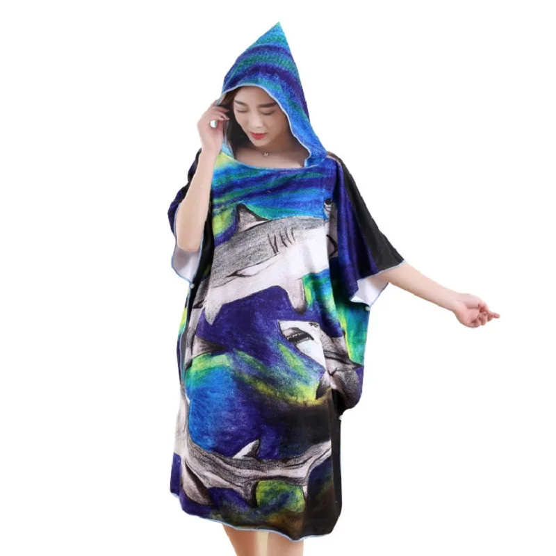 Животное стиль Большой микрофибры с капюшоном пляжное банное полотенце Открытый