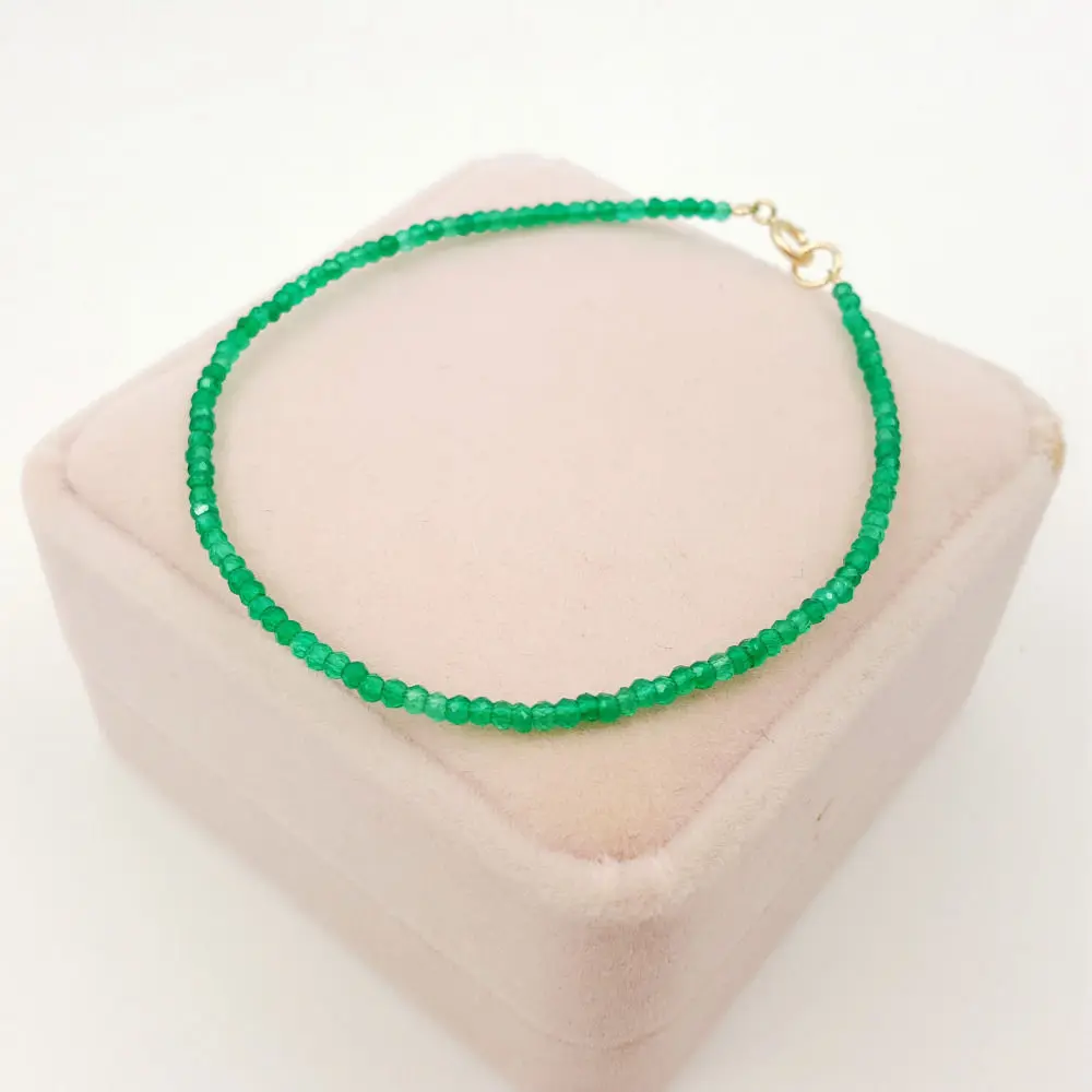 Natrual Stone Green Onyx Agates Tibetan silver GoldPlated Bracelet 7&quot 2x3MM | Украшения и аксессуары