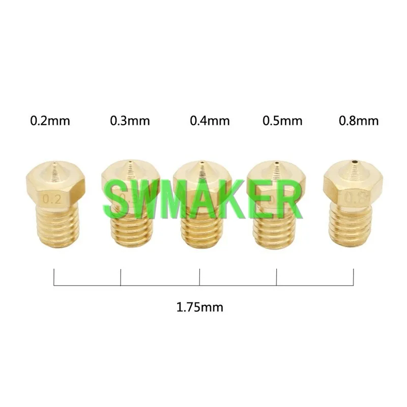SWMAKER 5 шт 3D принтер V6 и V5 экструдер J глава латунь Насадка M6 печатающей головки | Отзывы и видеообзор -32997117492