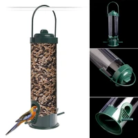 bird feeder green hanging wild bird feeder seed container hanger garden outdoor bird convenient feeding supplies device