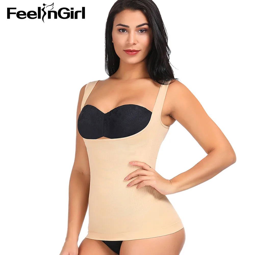 Женский бесшовный корсет FeelinGirl Shaper облегающий топ на бретелях с лифтом пояс для