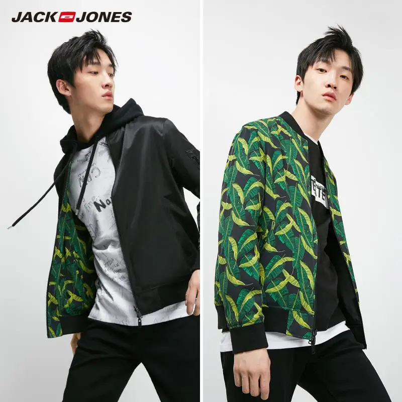 JackJones Мужская куртка черная камуфляжная двухсторонняя короткая бейсбольная