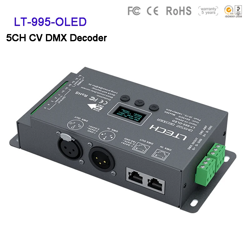 LTECH LT 995 O светодиодный DC12V 24V 6A * 5CH Max 30A 720 Вт выход RGB/RGBW CV контроллер dmx декодера XLR