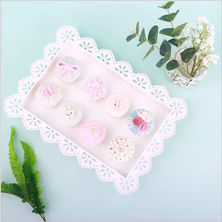 

Europe white storage trays Lace food serving Cake/snack/kitchen tray dessert table decoration Cosmetic decoration tray SNTP055