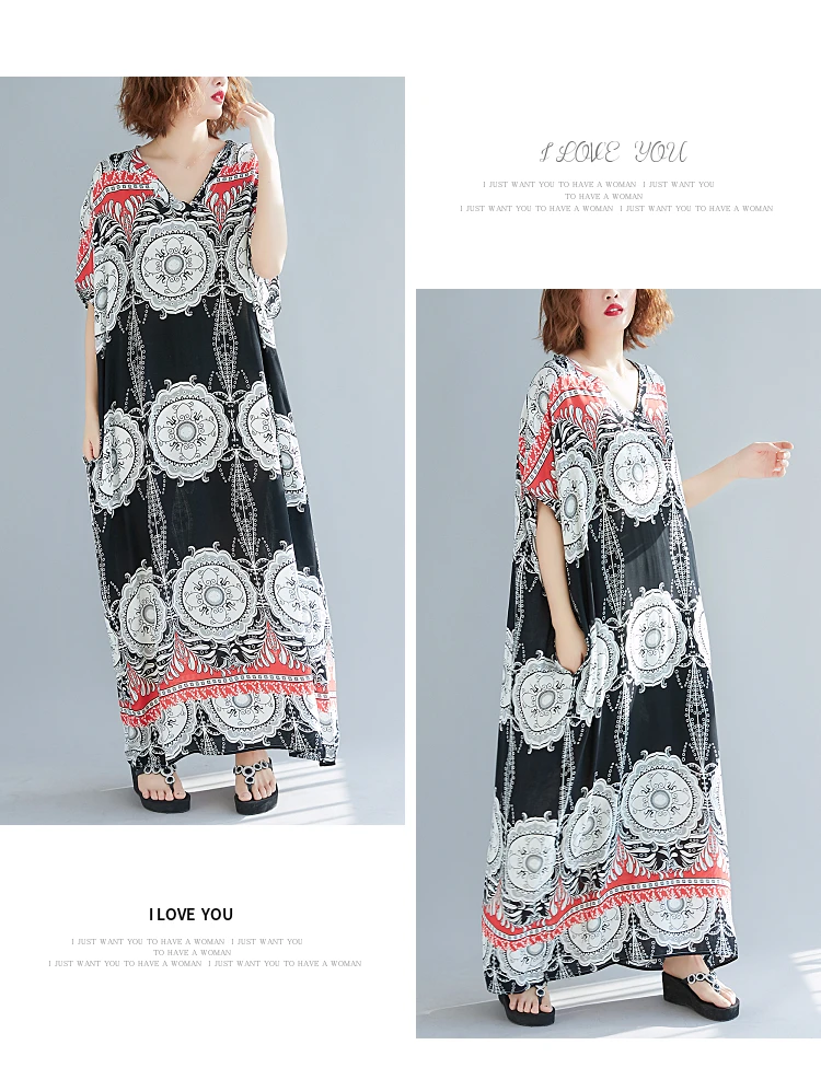 Платья для женщин размера плюс, в стиле бохо, 4XL, 5XL, 6XL, летний сарафан, большой размер, винтажное Хлопковое платье макси, женское платье, рукав летучая мышь, Vestido